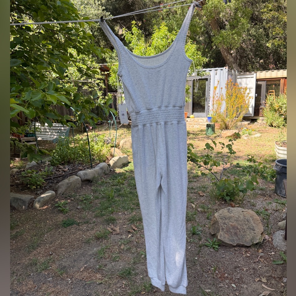 Brand New Spiritual GangsterSleeveless Ribbed Jumpsuit in Light Gray